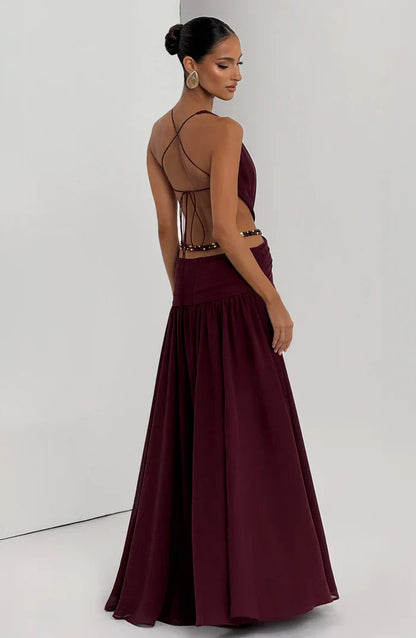 INDIANNA MAXI DRESS - BURGUNDY