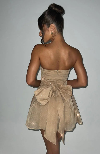 LUNA GLOW MINI DRESS - GOLD SPARKLE