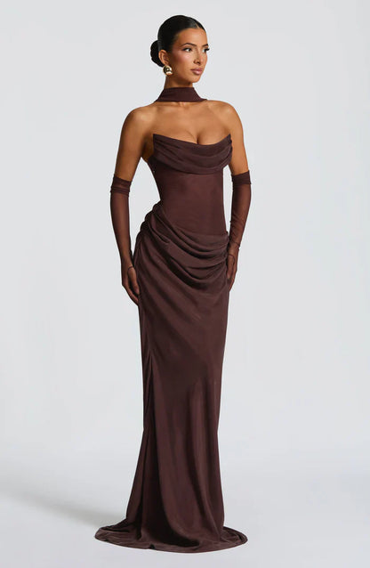 LIORA MAXI DRESS - PLUM BROWN