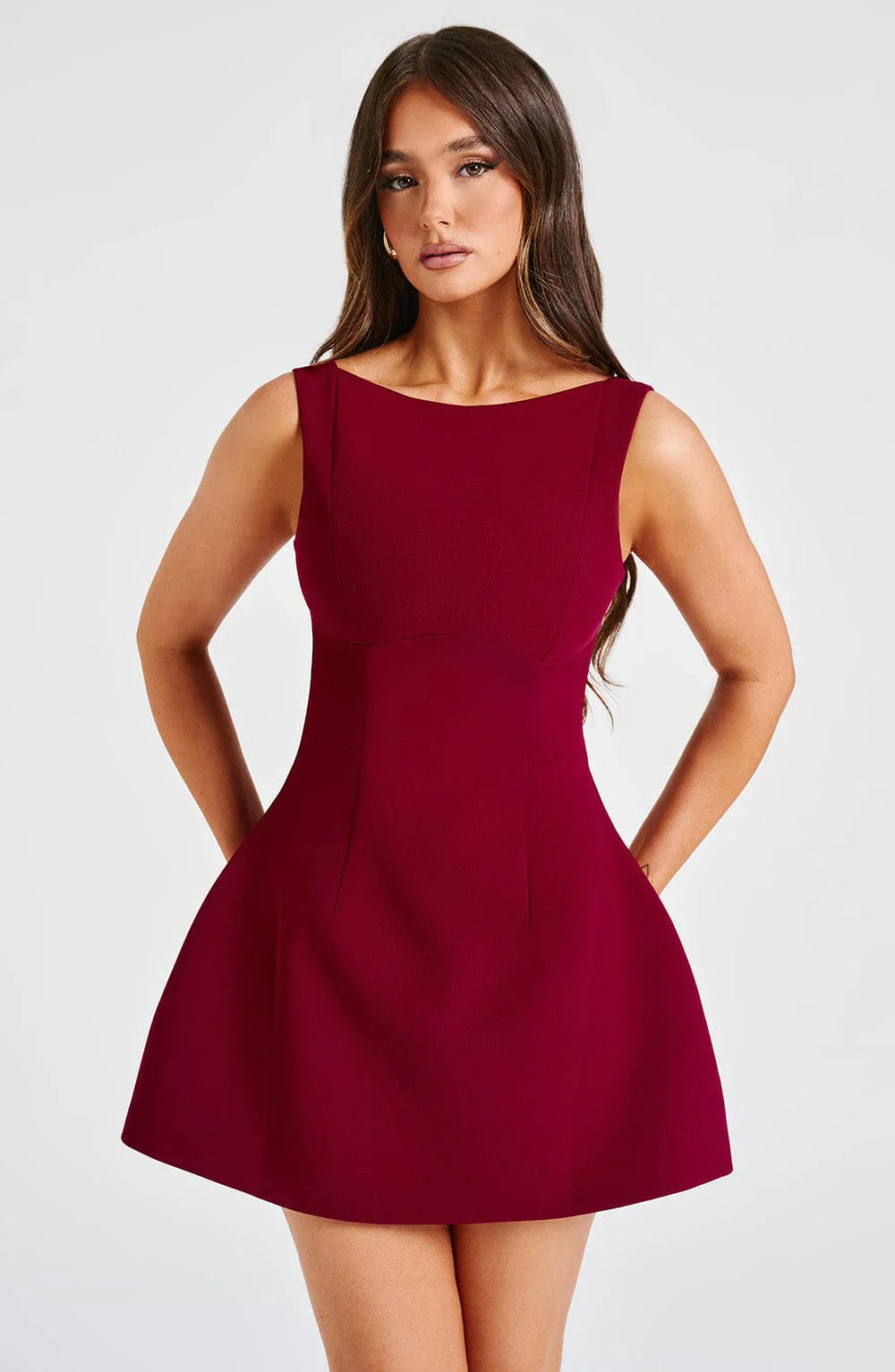 LILA BACKLESS MINI DRESS - RED