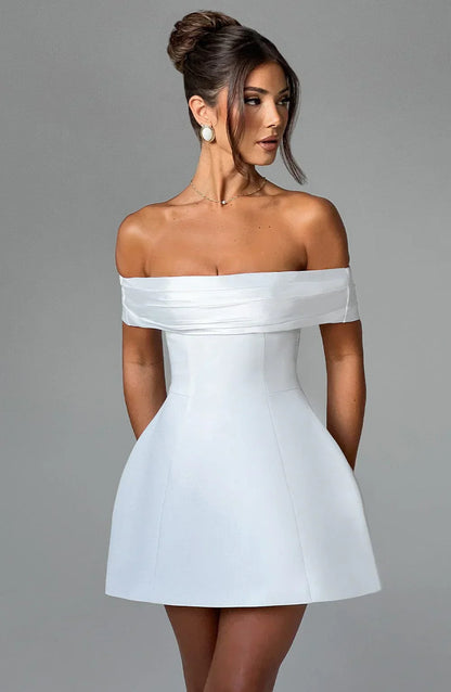 NOIR BLOOM MINI DRESS - WHITE