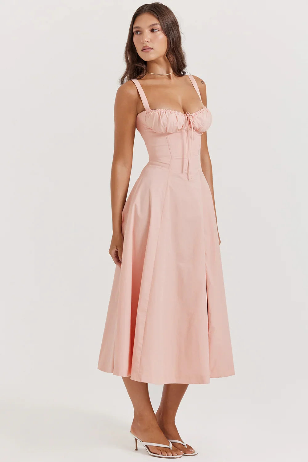 SALY LACE UP DRESS - PINK