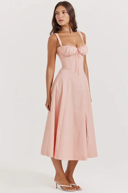 SALY LACE UP DRESS - PINK
