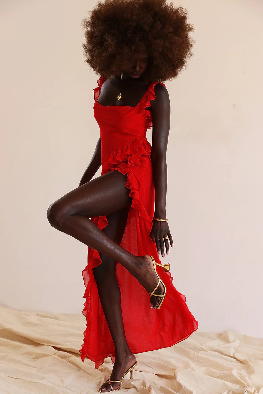 IVY MIDI DRESS - RED