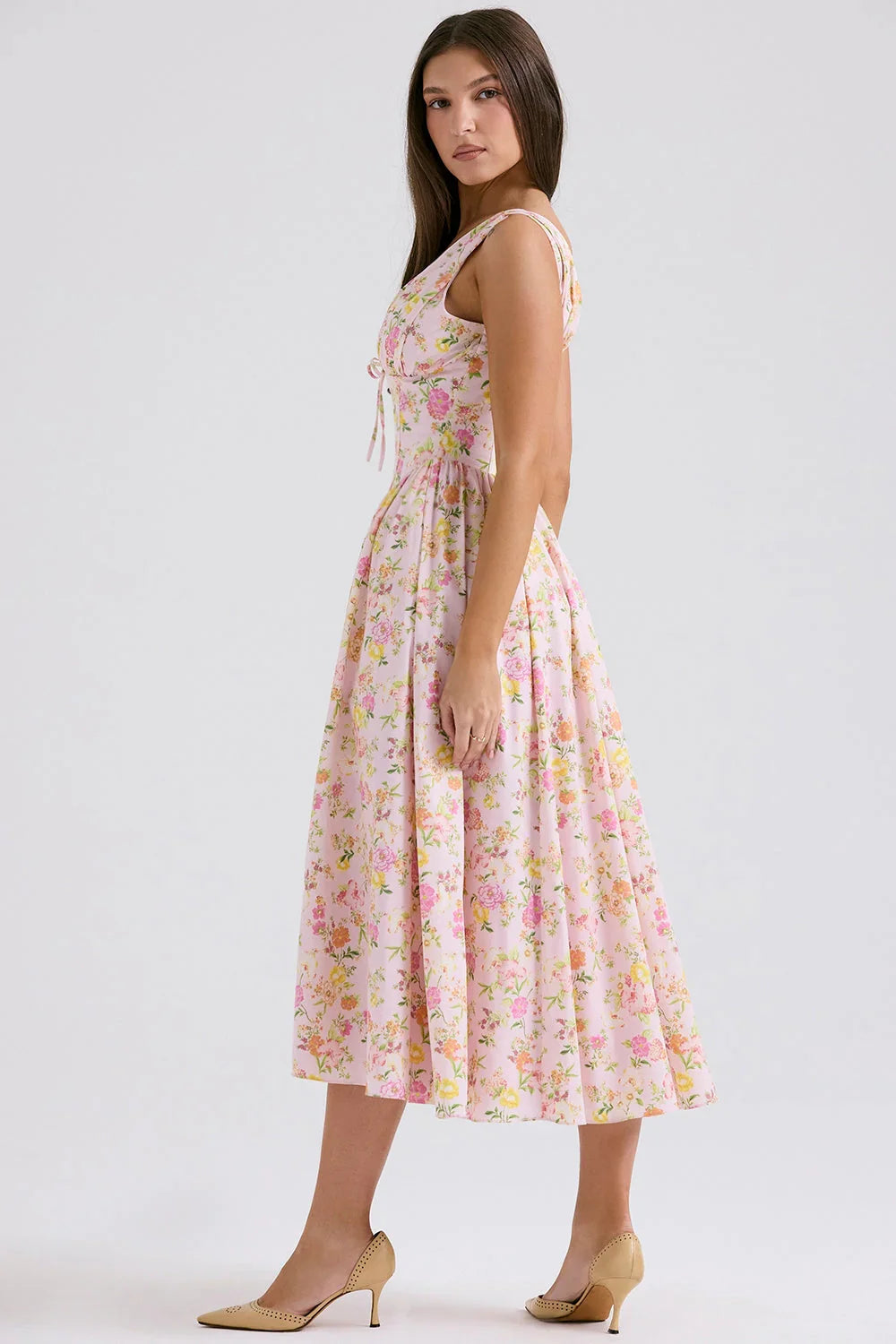 CRYSTAL MIDI DRESS - PINK FLORAL