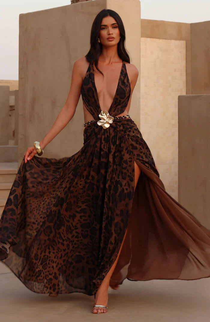 INDIANNA MAXI DRESS - LEOPARD