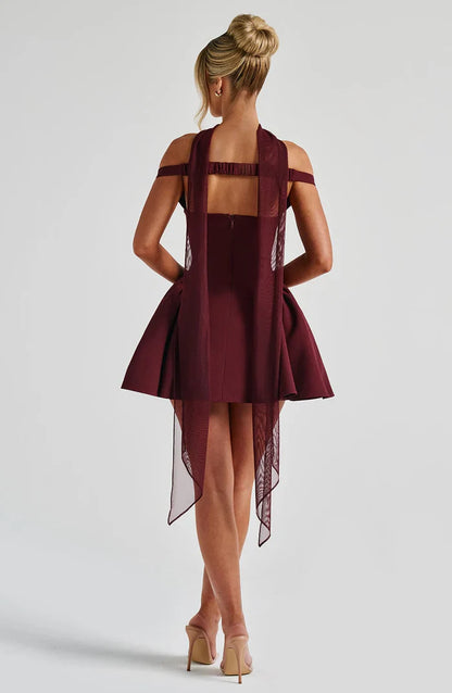 MARLA MINI DRESS - BURGUNDY