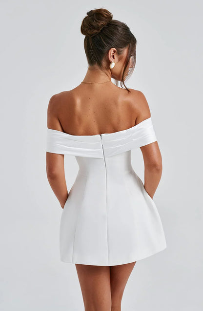 NOIR BLOOM MINI DRESS - WHITE