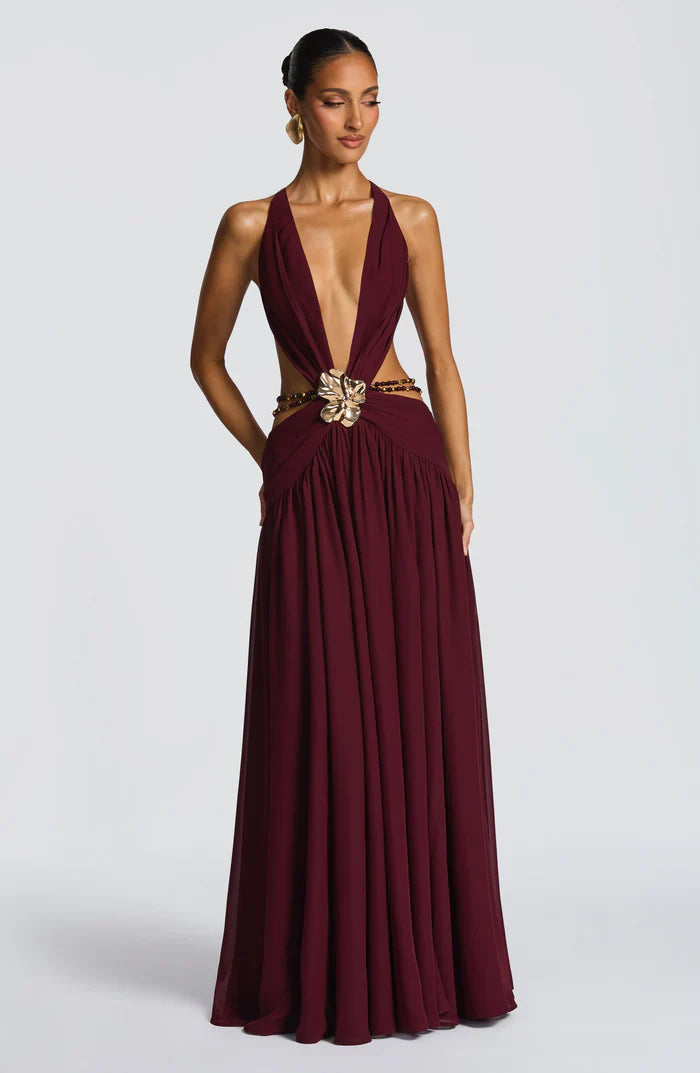 INDIANNA MAXI DRESS - BURGUNDY
