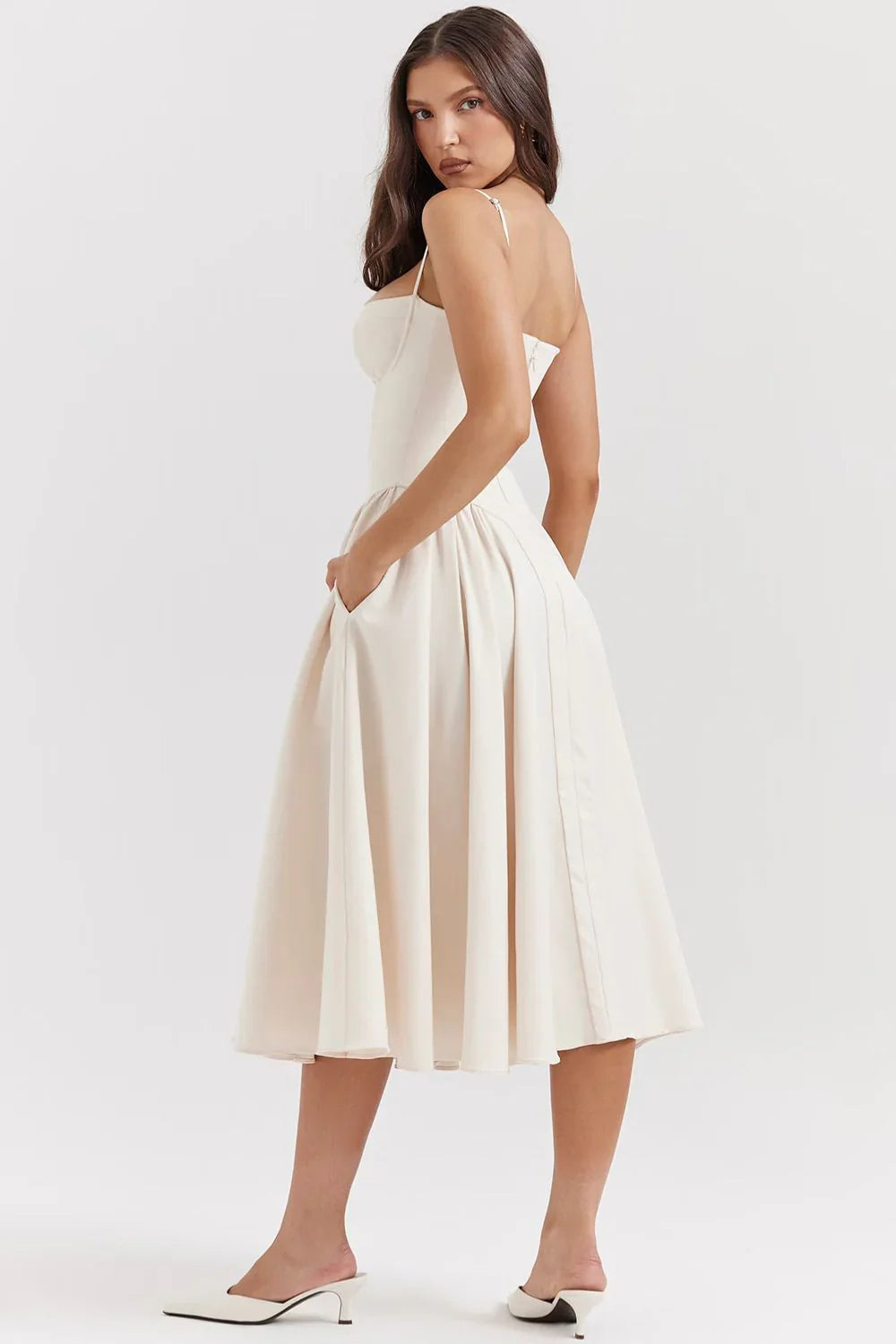 PENELOPE MIDI DRESS - WHITE