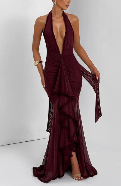 ONSI MAXI DRESS - BURGUNDY