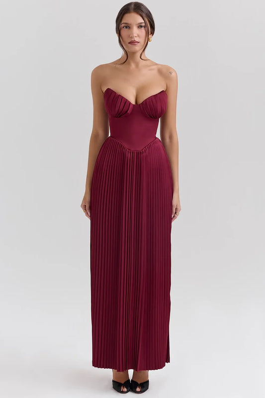 HELENA MAXI DRESS - BURGUNDY