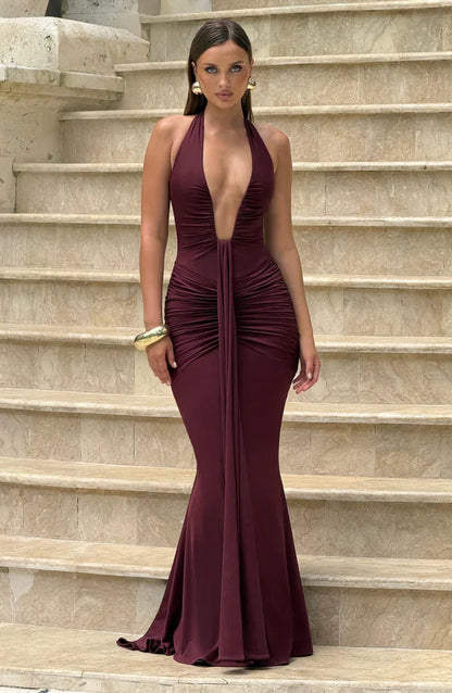 ROSETTA MAXI DRESS - BURGUNDY