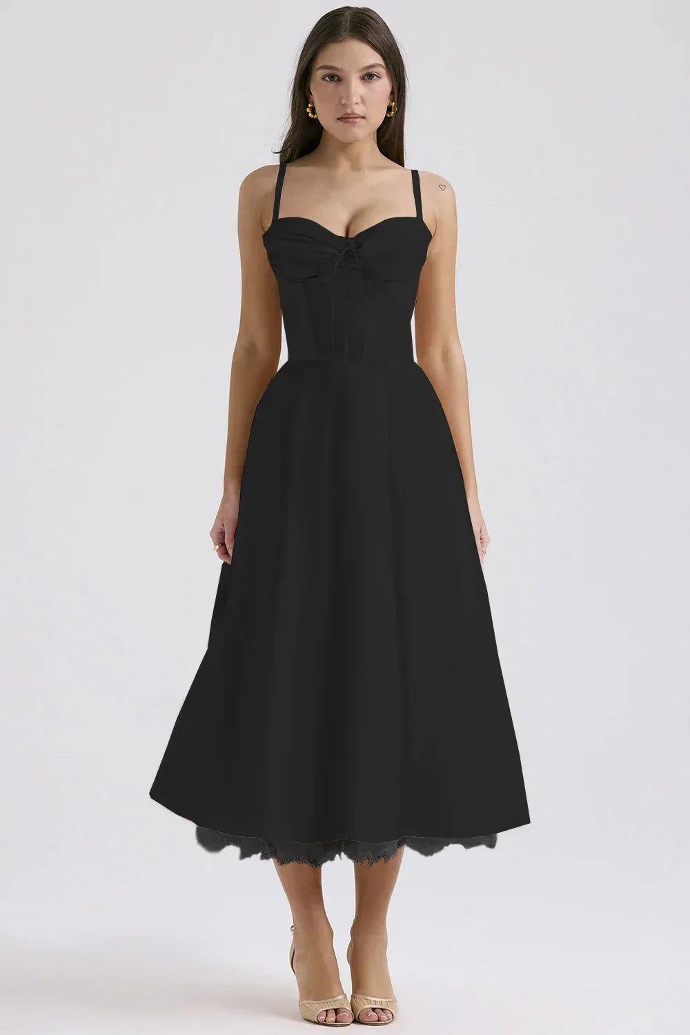 SALY LACE UP DRESS - BLACK