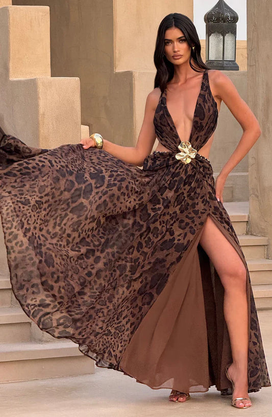 INDIANNA MAXI DRESS - LEOPARD