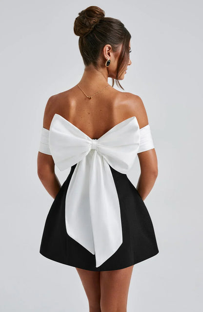 NOIR BLOOM MINI DRESS - BLACK