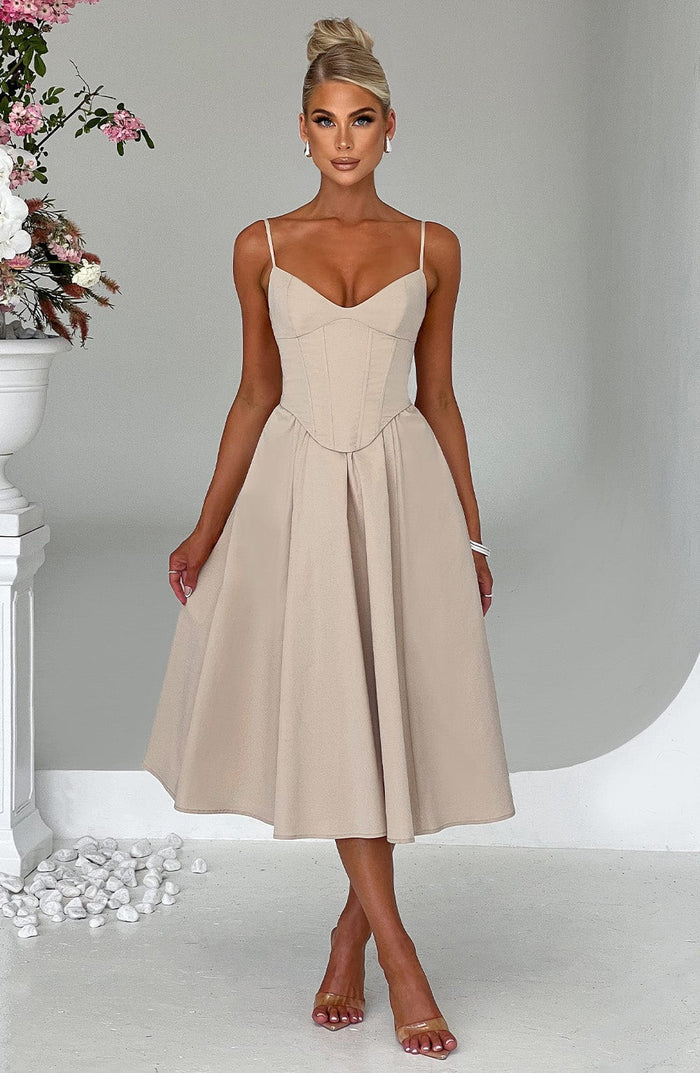 MARIELLA MIDI DRESS - BEIGE
