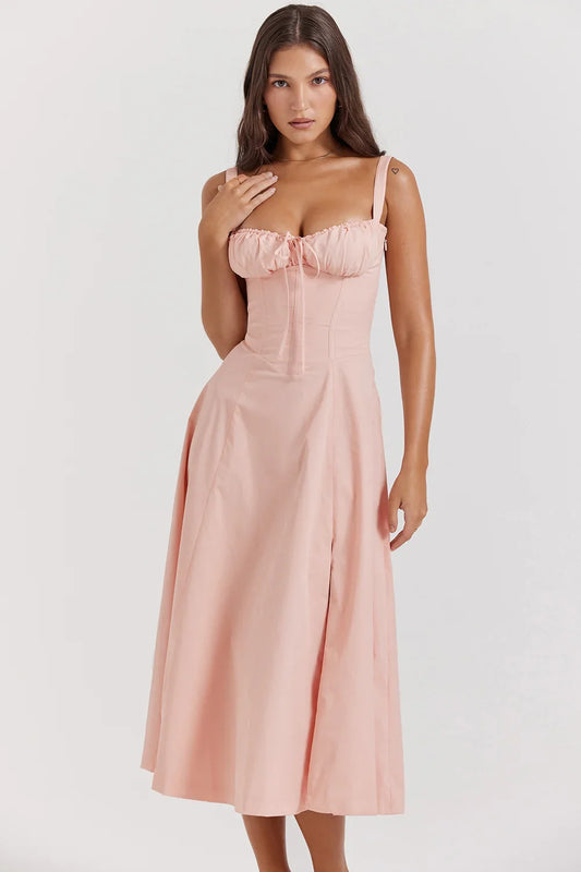 SALY LACE UP DRESS - PINK