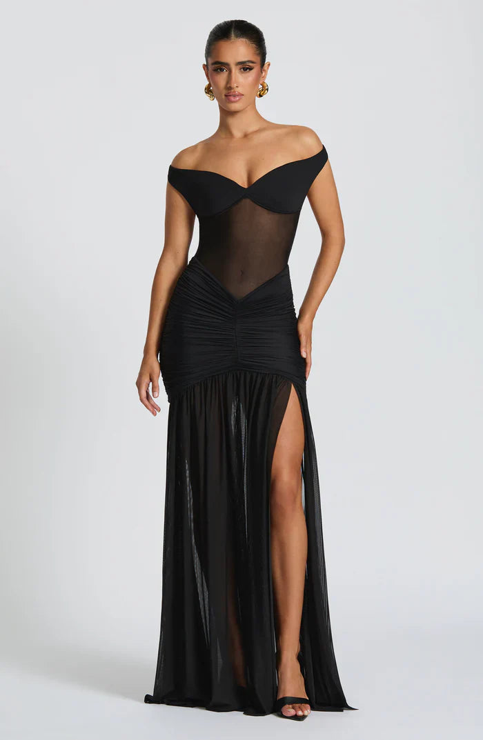 ALAIA MAXI DRESS - BLACK
