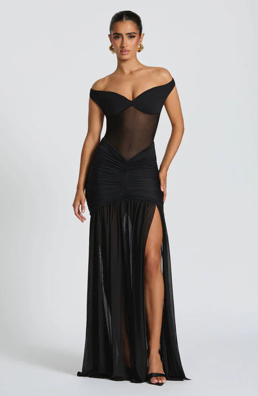 ALAIA MAXI DRESS - BLACK