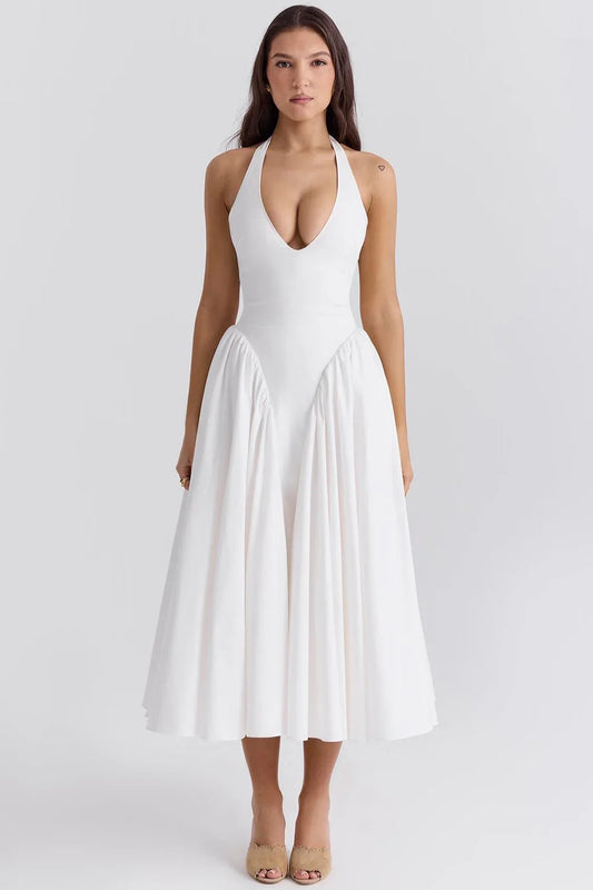 MIRA MIDI DRESS - WHITE