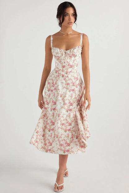 SALY LACE UP DRESS - FLORAL