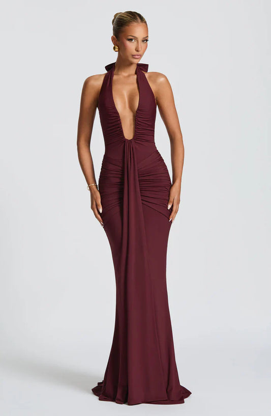 ROSETTA MAXI DRESS - BURGUNDY