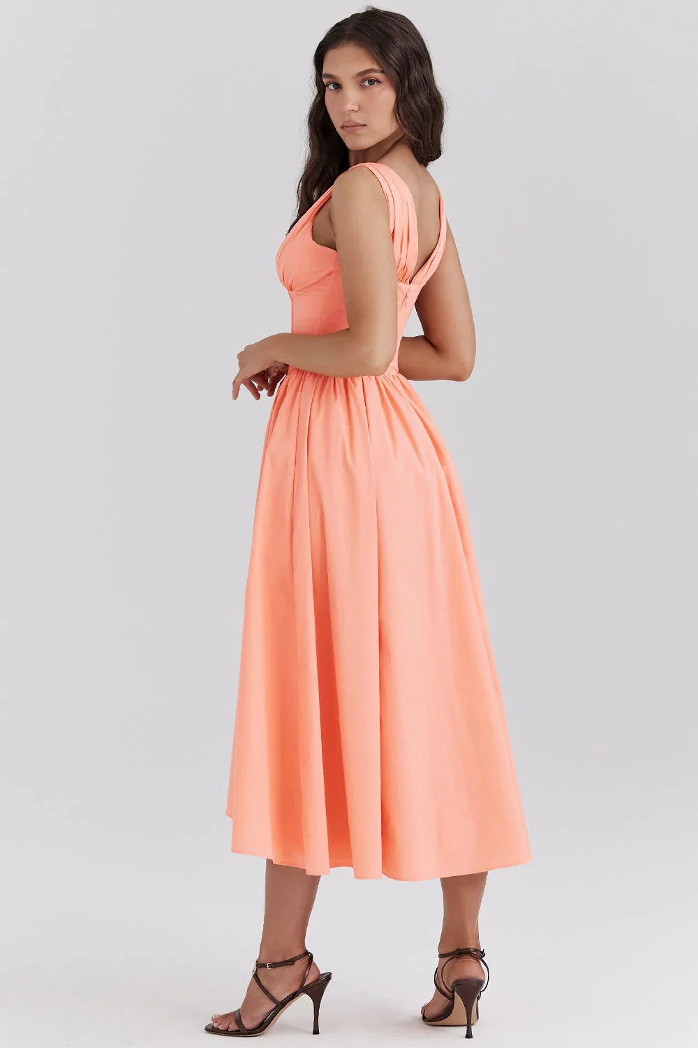 CRYSTAL MIDI DRESS - Peach