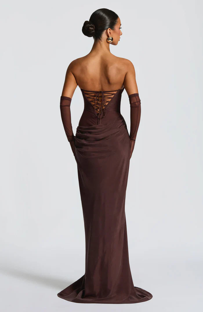 LIORA MAXI DRESS - PLUM BROWN