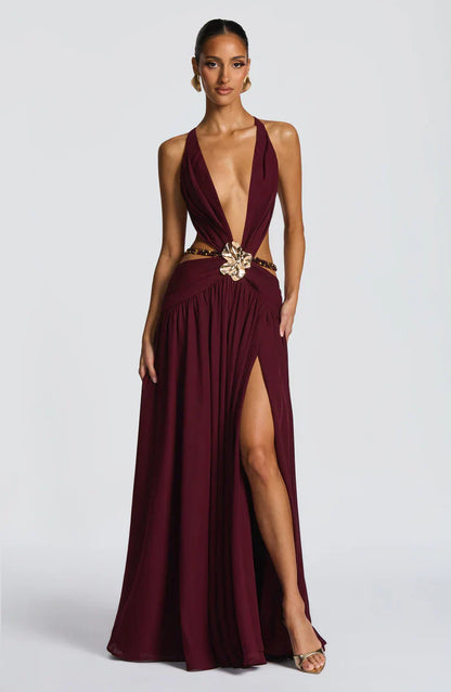 INDIANNA MAXI DRESS - BURGUNDY