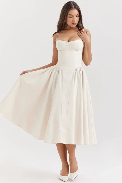 PENELOPE MIDI DRESS - WHITE