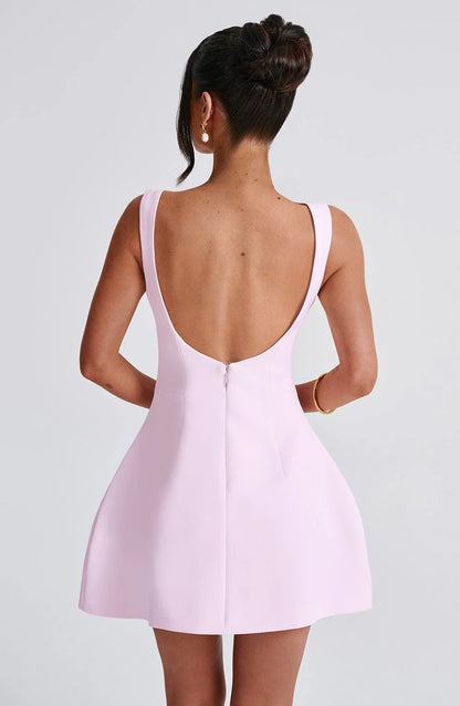 LILA BACKLESS MINI DRESS - PINK