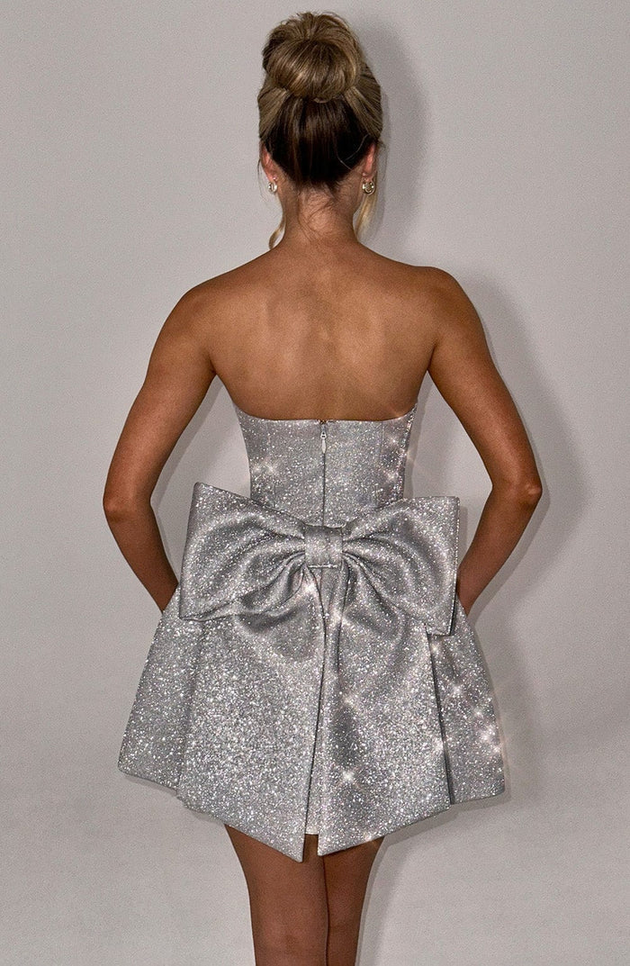 ALICE MINI DRESS - SILVER SPARKLE