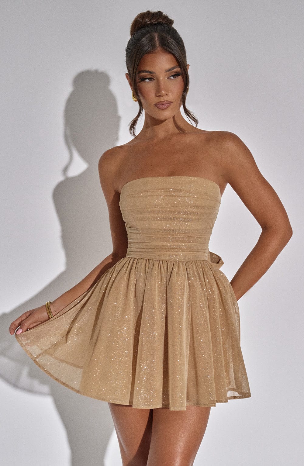 LUNA GLOW MINI DRESS - GOLD SPARKLE