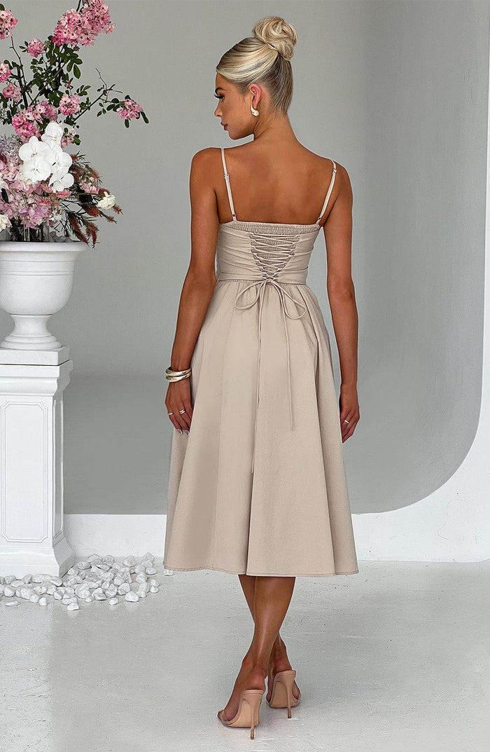 MARIELLA MIDI DRESS - BEIGE