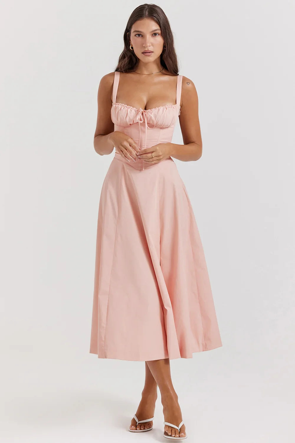SALY LACE UP DRESS - PINK