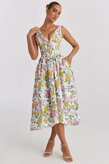 CRYSTAL MIDI DRESS - DAFFODIL