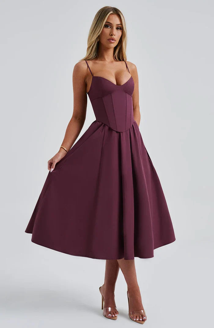 MARIELLA MIDI DRESS - BURGUNDY