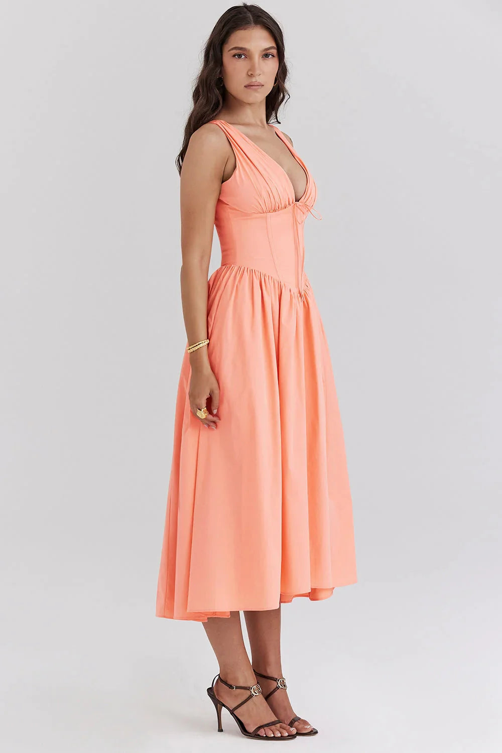 CRYSTAL MIDI DRESS - Peach