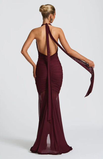 ONSI MAXI DRESS - BURGUNDY