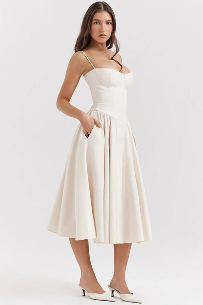 PENELOPE MIDI DRESS - WHITE