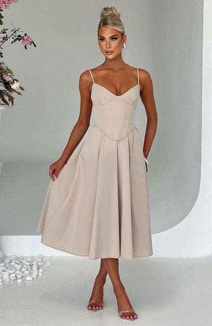 MARIELLA MIDI DRESS - BEIGE