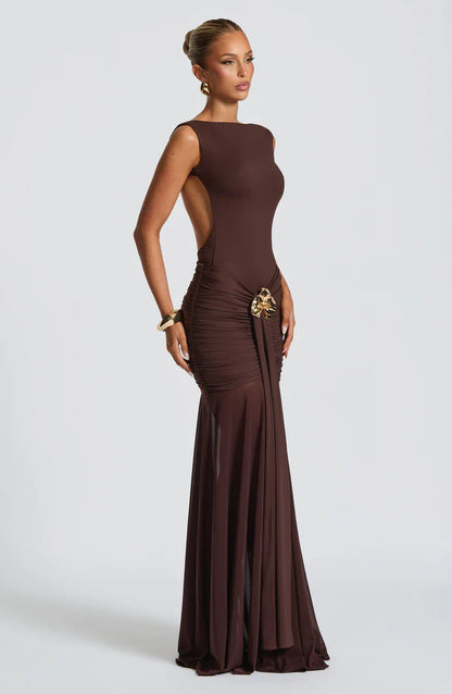 FAE MAXI DRESS - PLUM BROWN