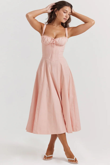 SALY LACE UP DRESS - PINK