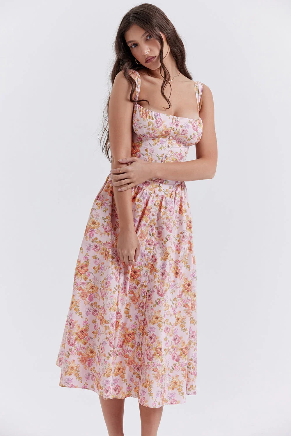 CRYSTAL MIDI DRESS - PINK FLORAL