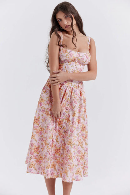 CRYSTAL MIDI DRESS - PINK FLORAL