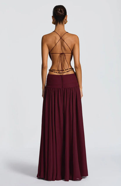 INDIANNA MAXI DRESS - BURGUNDY
