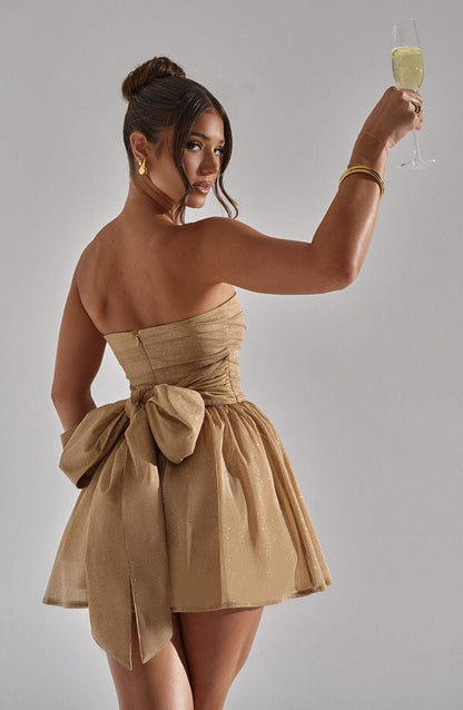 LUNA GLOW MINI DRESS - GOLD SPARKLE