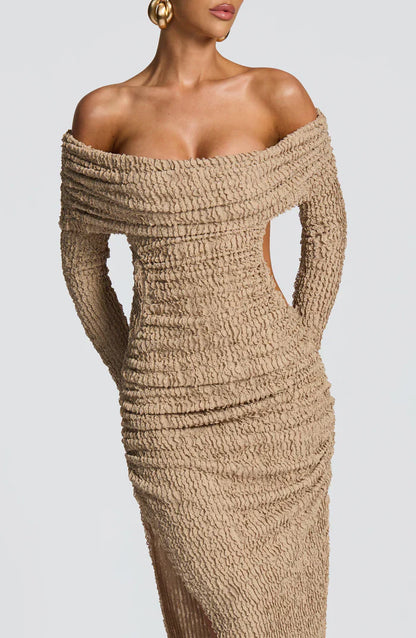 ADELPHIA MIDI DRESS - BEIGE
