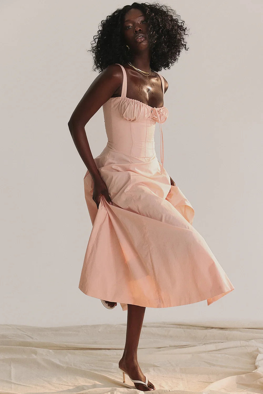 SALY LACE UP DRESS - PINK
